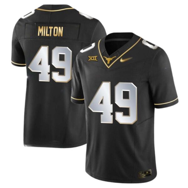Thatcher Milton No 49 Texas Longhorns Gold Vapor Limited Black Jersey
