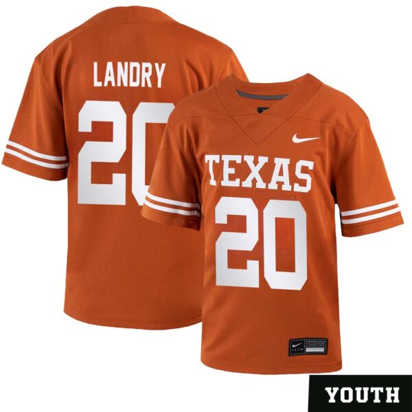 Tom Landry No 20 Orange Texas Longhorns Football Custom Game Jersey For Youth