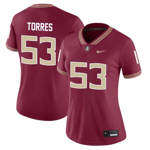Torres No 53 Woman’s Florida State Seminoles Home Game Football Jersey