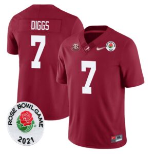 Trevon Diggs No 7 Men’s Alabama Crimson Tide Limited Custom Rose Bowl 2021 Jersey