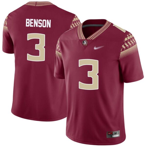 Trey Benson No 3 Men’s Florida State Seminoles Home Game Football Jersey
