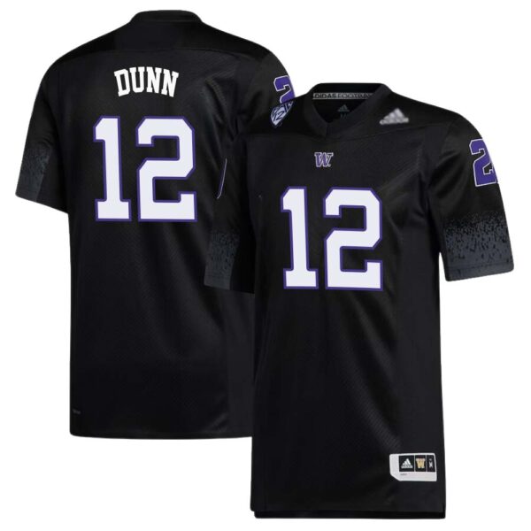 Tristan Dunn No 12 Men’s Black Washington Huskies Premier Strategy Football Jersey