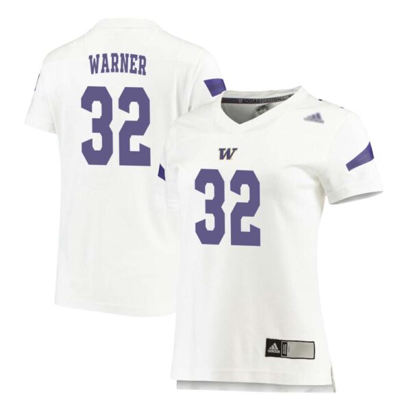 Tristan Warner No 32 Women’s White Washington Huskies Premier Football Jersey