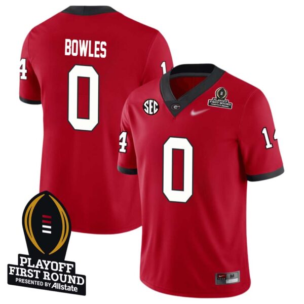 Troy Bowles No 0 Men Cfp Georgia Bulldogs Playoff First Round 2025 Jersey