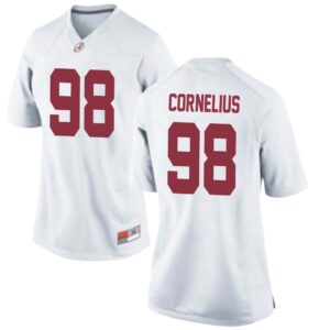 Tucker Cornelius No 98 Woman’s White Alabama Crimson Tide Custom Game Football Jersey