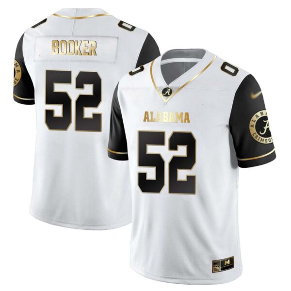 Tyler Booker No 52 Men’s Alabama Crimson Tide Limited Custom White Golden Jersey