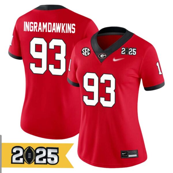 Tyrion Ingram-Dawkins No 93 Woman Cfp Georgia Bulldogs 2025 Home Game Jersey- Replica