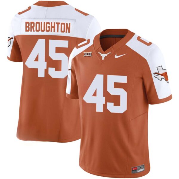 Vernon Broughton No 45 Texas Longhorns Vapor Limited Custom Orange Jersey