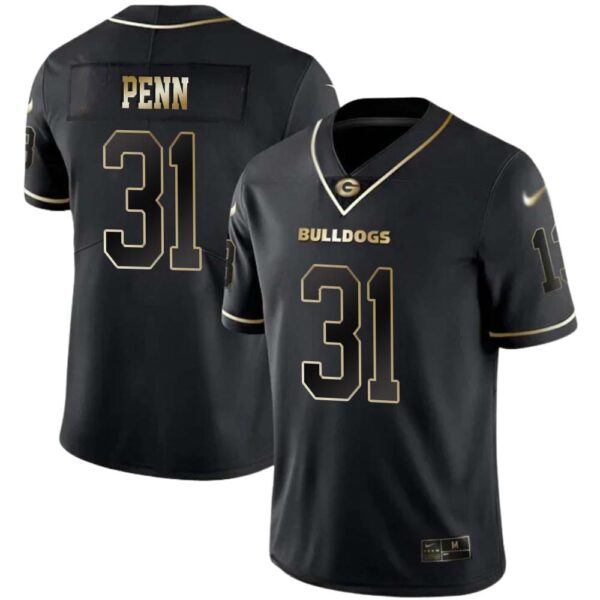 Wade Penn No 31 Mens Georgia Bulldogs Black Gold Player Custom Limited Jersey