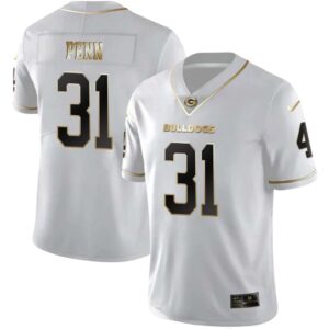 Wade Penn No 31 Mens Georgia Bulldogs White Gold Player Custom Limited Jersey