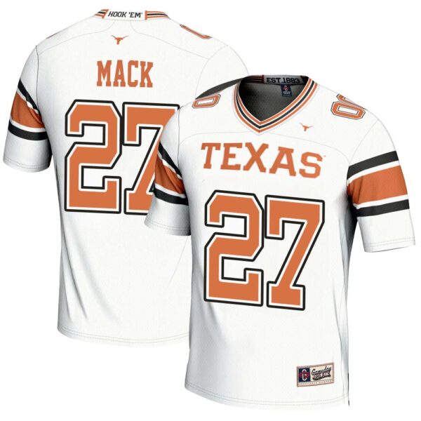 Wardell Mack No 27 Men’s Gameday Greats White Texas Longhorns Nil Pick-A-Player Football Fashion Jersey