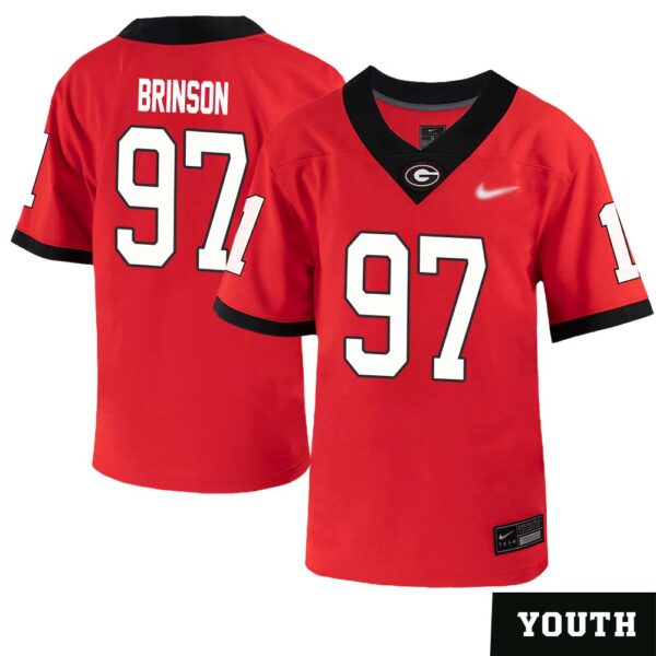 Warren Brinson No 97 Youths Red Georgia Bulldogs Nil Pick A Player Football Jersey