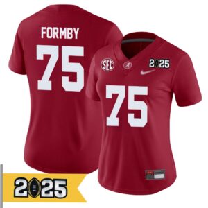 Wilkin Formby No 75 Woman CFP Alabama Crimson Tide 2025 Home Game Jersey- Replica