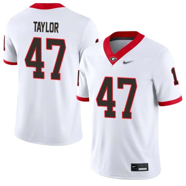 Will Taylor No 47 Mens White Georgia Bulldogs Nil Pick A Player Football Jersey