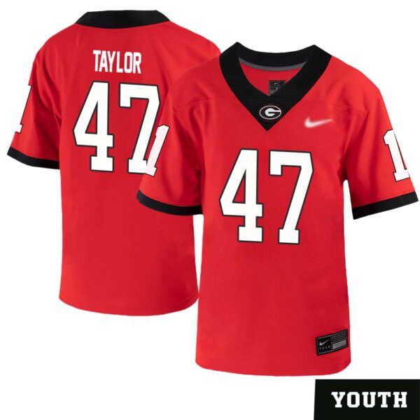 Will Taylor No 47 Youths Red Georgia Bulldogs Nil Pick A Player Football Jersey