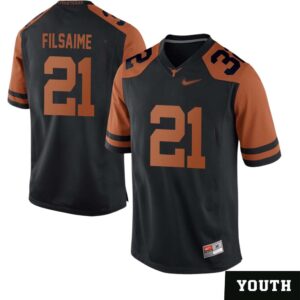 Xavier Filsaime No 21 Black Texas Longhorns Football Jersey for Youth
