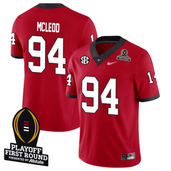 Xzavier Mcleod No 94 Men Cfp Georgia Bulldogs Playoff First Round 2025 Jersey- Replica