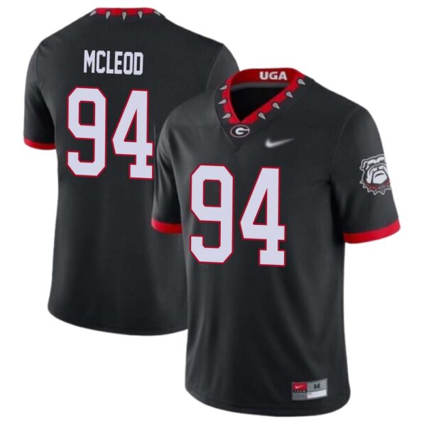 Xzavier Mcleod No 94 Mens Georgia Bulldogs Custom Mascot 100Th Anniversary Jersey – Black
