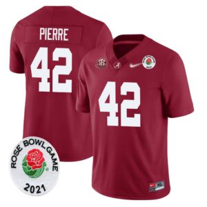 Yhonzae Pierre No 42 Men’s Alabama Crimson Tide Limited Custom Rose Bowl 2021 Jersey