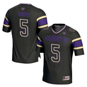 Zach Durfee No 5 Men’s GameDay Greats Black Washington Huskies NIL Pick-A-Player Football Jersey