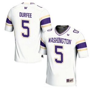 Zach Durfee No 5 Men’s GameDay Greats White Washington Huskies NIL Pick-A-Player Football Jersey