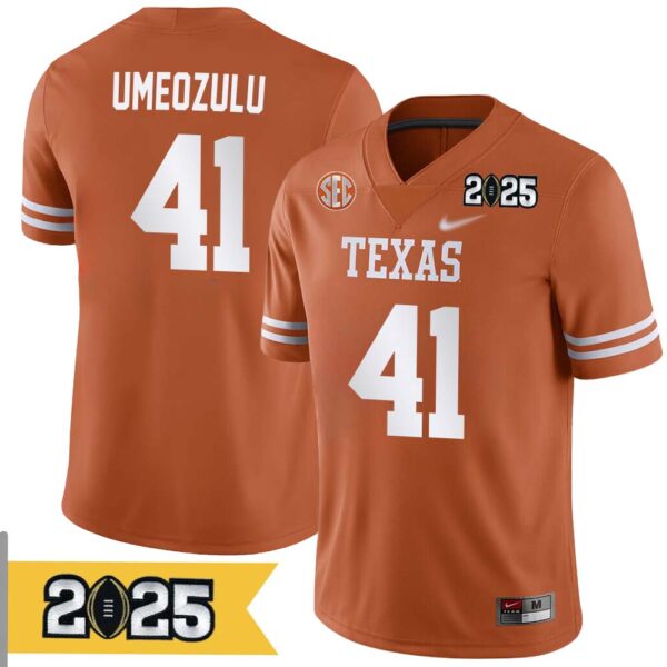 Ziky Umeozulu No 41 Men Cfp Texas Longhorns 2025 Home Game Jersey- Replica