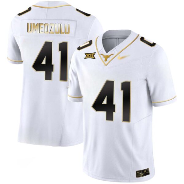 Ziky Umeozulu No 41 Texas Longhorns Gold Vapor Limited White Jersey