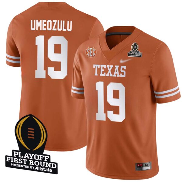 Zina Umeozulu No 19 Men Cfp Texas Longhorns Playoff First Round 2025 Jersey- Replica